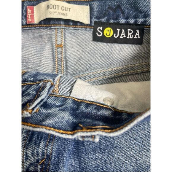 Levi's 517 Vintage Blue Denim Heart Patch Boot Cut Shorts - Picture 5 of 5